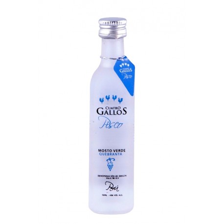 Miniatura de Pisco Mosto Verde Quebranta Cuatro Gallos 40° 5cl