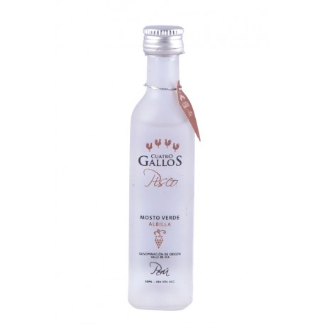 Miniatura de Pisco Mosto Verde Albilla Cuatro Gallos 40° 5cl