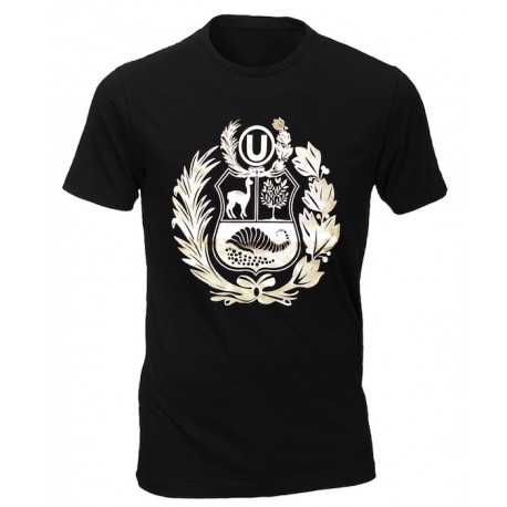 T-Shirt Cuello redondo motivo "Escudo Peruano" Negro en algodón peruano