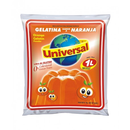 Gelatina Sabor a Naranja Universal 150g - Bolsa de 24