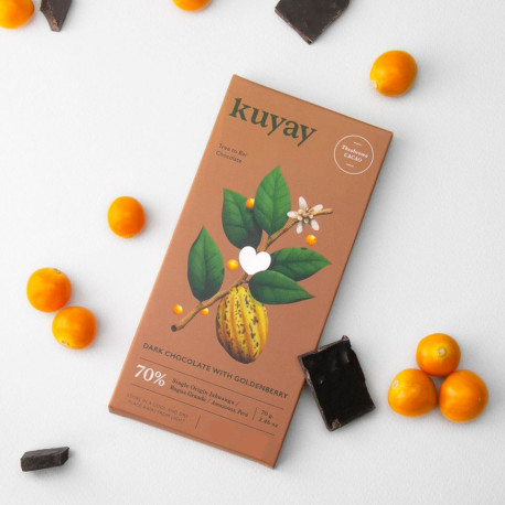 Chocolate Oscuro Perú 70% con Aguaymanto Kuyay 70g - EL INTI - Tu Tienda peruana