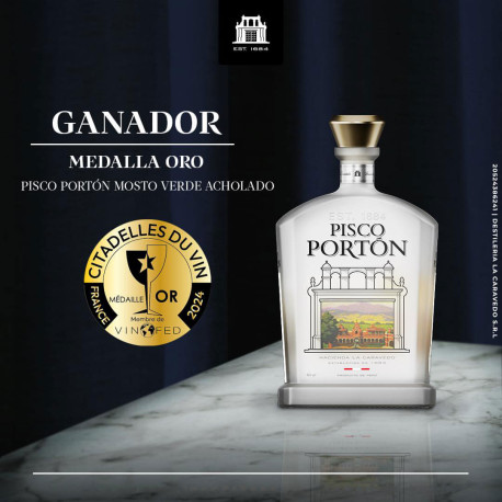 Pisco Premium Portón Mosto verde Acholado 43° 70cl