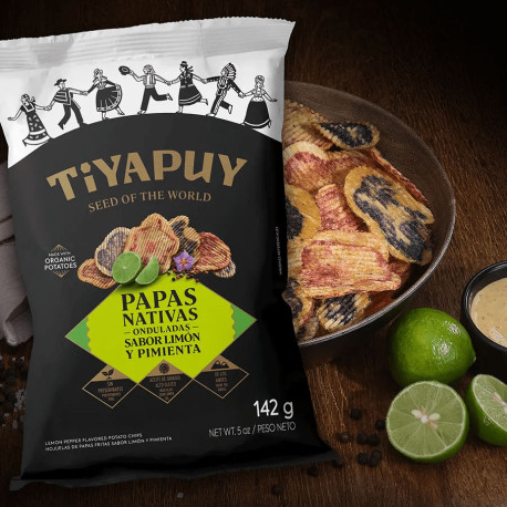 Papas Nativas Mixtas onduladas Sabor Limón y Pimienta Tiyapuy 142g